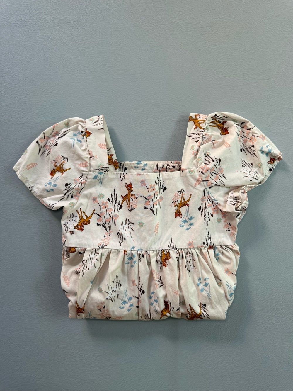 Disney Bambi Girls Woodland Dress Sz LARGE 10/12 Floral Cottagecore - Smocked